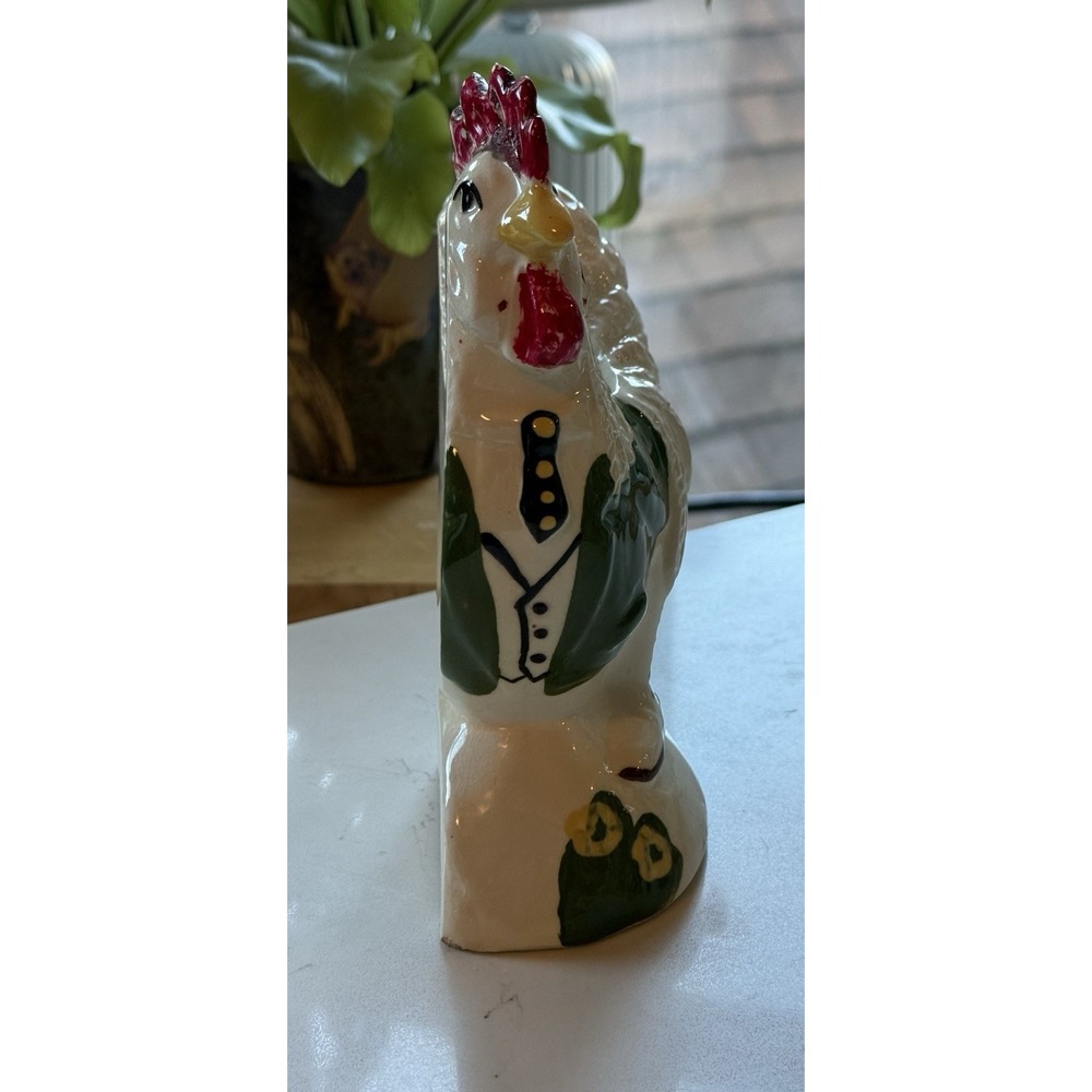 Vintage Rooster Wall Pocket Cottagecore Farmhouse Kitchen signed Le Bow